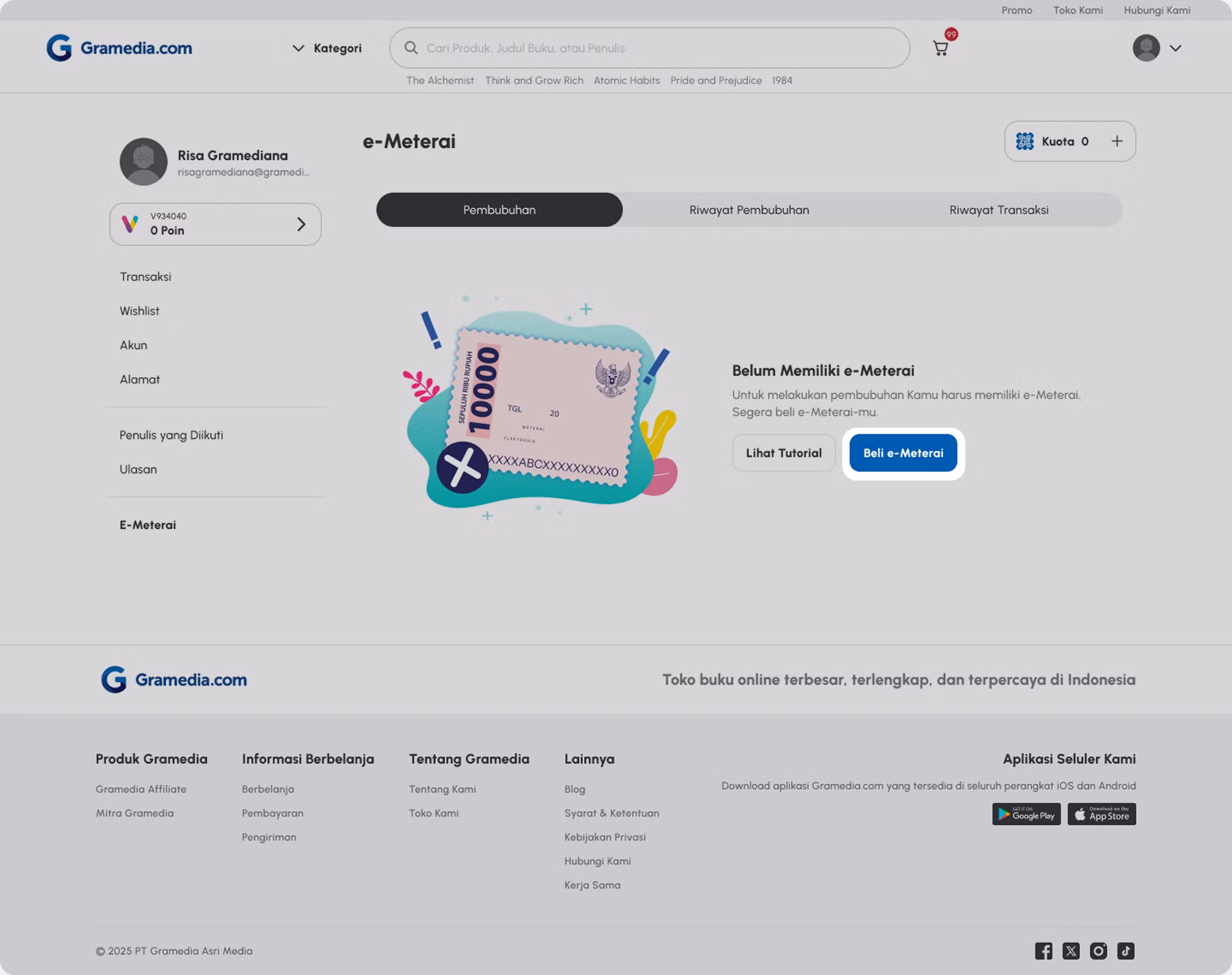 Klik tombol “Beli e-Meterai”.