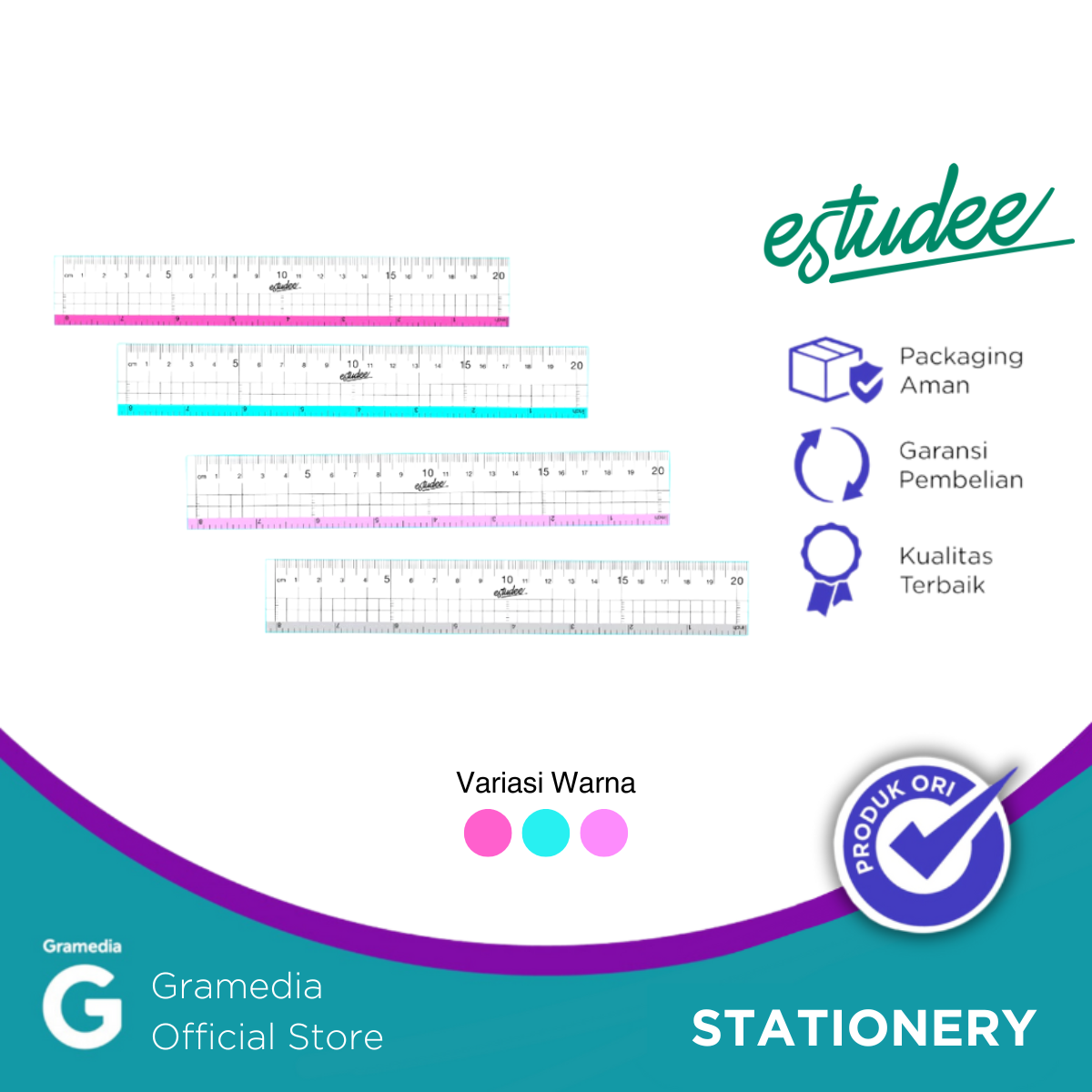 Reading Ruler Purple Jual Penggaris Estudee Graphic Ruler 20Cm Purple | Toko Buku Online ...
