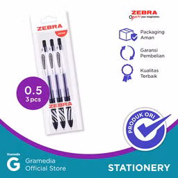 Gel Pen Zebra Kokoro Retractable 0.5 mm Bolpoin Isi 3 pcs Warna Hitam