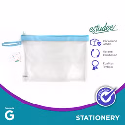 Estudee Zipper Pocket Pvc Waterproof A4 Blue Eszp99