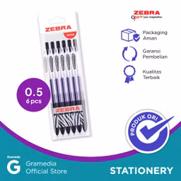 Pulpen Gel Zebra Kokoro Warna Hitam Isi 6
